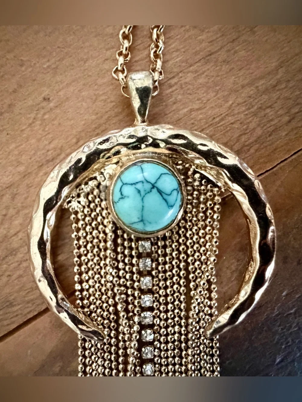 VINTAGE R.J. GRAZIANO GOLD/TONE NECKLACE WITH CRESCENT-SHAPED NAJA PENDANT